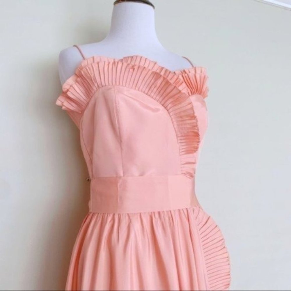 Vintage 80s Lillie Rubin x Albert Capraro Pink Ruffle Formal Dress Gown XXS/XS - Picture 4 of 13